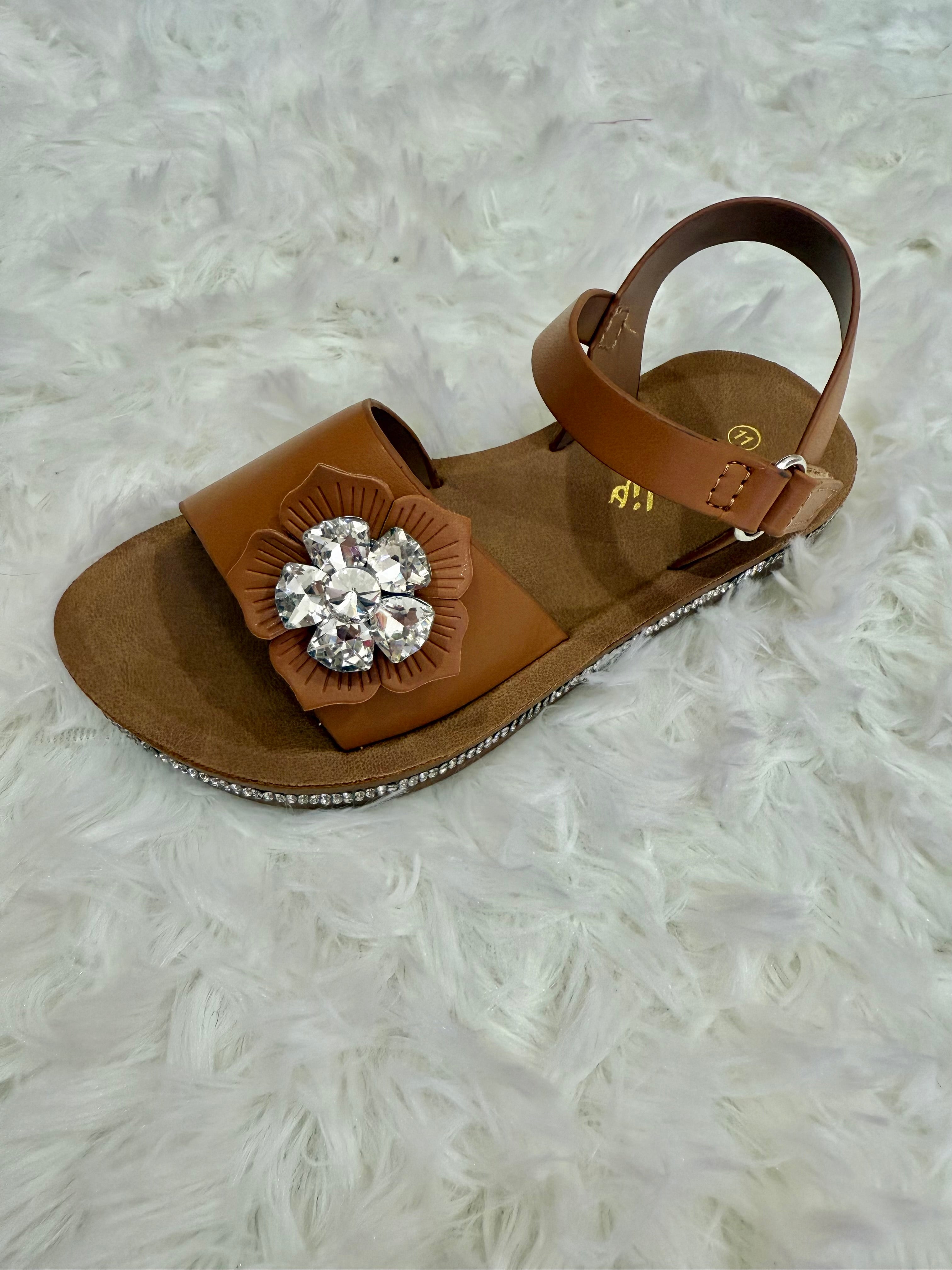 Tan Flower Sandals